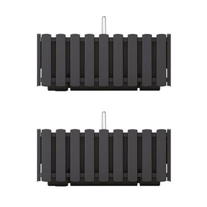 Set 2 jardiniere decorative cu suport metalic, sistem irigare,​​​​​​​ antracit, 38x18x16.2 cm, Boardee Fencycase W GartenVIP DiyLine