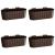 Set 4 jardiniere decorative cu suport de plastic, maro, 4.9 L, 38.3x21.2x13 cm, Boardee Hook GartenVIP DiyLine