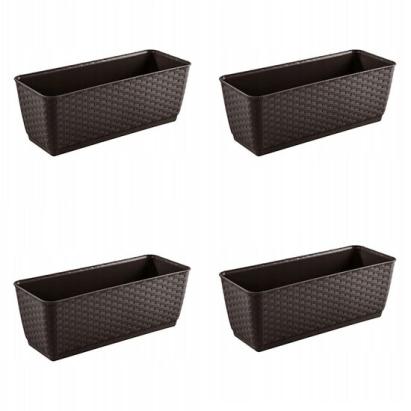 Set 4 jardiniere decorative, Prosperplast, imitatie ratan, maro, 49.2x17.2x17.4 cm GartenVIP DiyLine