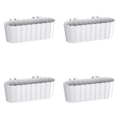 Set 4 jardiniere decorative cu suport de plastic, alb, 4.9 L, 38.3x21.2x13 cm, Boardee Hook GartenVIP DiyLine