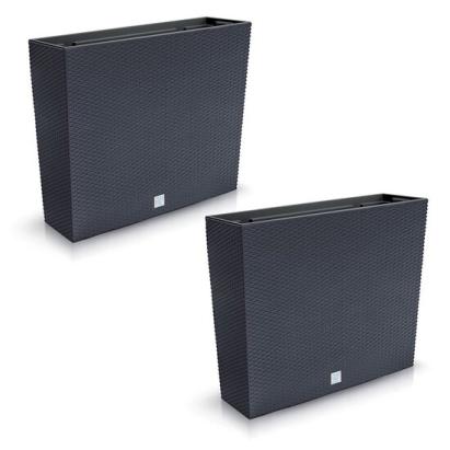 Set 2 jardiniere decorative, imitatie ratan, antracit, 58x18x49.8 cm, Rato Case GartenVIP DiyLine
