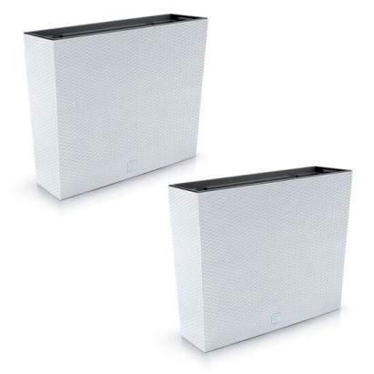 Set 2 jardiniere decorative, imitatie ratan, alb, 58x18x49.8 cm, Rato Case GartenVIP DiyLine