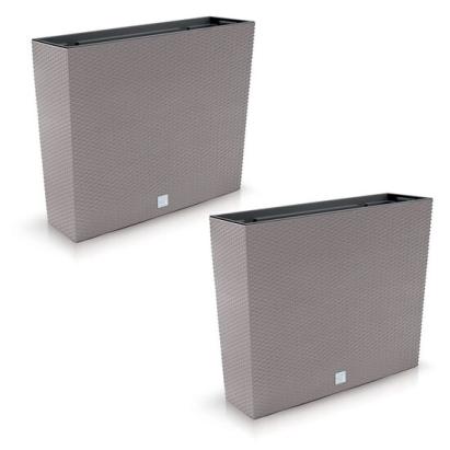 Set 2 jardiniere decorative, imitatie ratan, cafeniu, 58x18x49.8 cm, Rato Case GartenVIP DiyLine