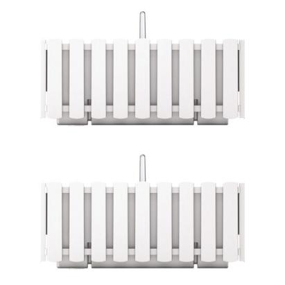 Jardiniera decorativa, suport metalic, sistem de irigare, Boardee Fencycase W, alb, set 2 buc, 38x18x16.2 cm GartenVIP DiyLine