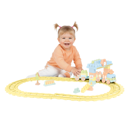 Set de constructii cu trenulet - 58 piese (pastel) PlayLearn Toys
