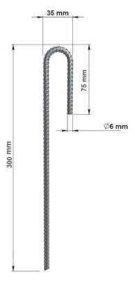 Ancora metalica in forma de j pentru fixare geogrila, diametru 6 mm, lungime 30 cm MultiMark GlobalProd