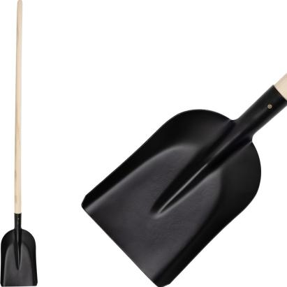 Lopată S504A.WH, model 7131, neagră, îngustă, cu coadă din lemn