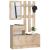 Set mobilier hol cu pantofar, oglinda, sertar si cuier metalic, PAL laminat, 90x25x170 cm, stejar sonoma Household NewTrend