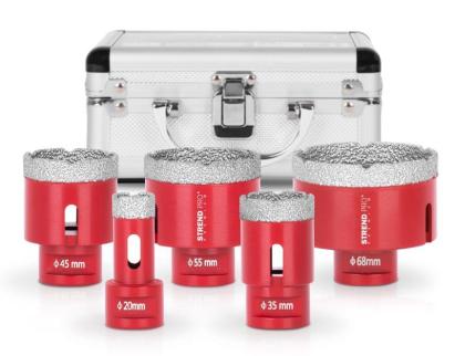 Set carote diamantate Strend Pro Premium DCB11S5, M14, 20/35/45/55/68 mm (pentru gresie, faianta, portelan, marmura, granit)