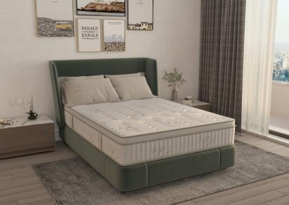 Saltea cu memorie si arcuri Bambus Super Confort Pocket Multilayer 200x200, inaltime 25 cm, husa matlasata, sistem 3D, manere, fermitate medie Relax KipRoom