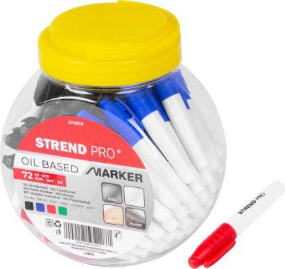 Set markere permanente Strend Pro, cutie plastic, roșu/negru/verde/albastru, 72 buc