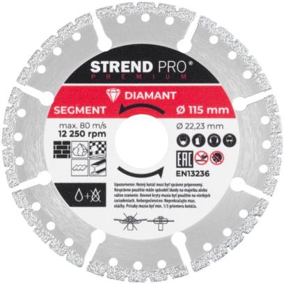 Disc diamantat universal Strend Pro Premium, Vacuum Brazed, 115 mm, pentru tăiere multi-material