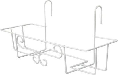 Suport metalic pentru ghiveci pe balustradă Strend Pro Garden, alb, 65 cm