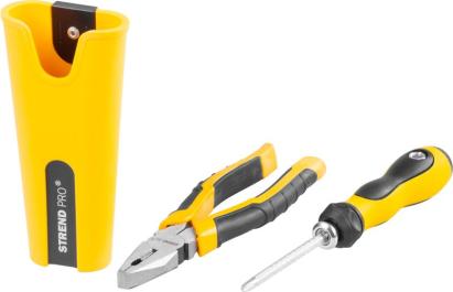 Set scule Strend Pro – șurubelniță + clește combinat + husă, 3 piese