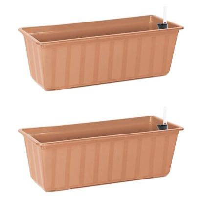 Jardiniera pentru flori cu sistem irigatie, maro, set 2 buc, 11 L, 60x18x14 cm GartenVIP DiyLine