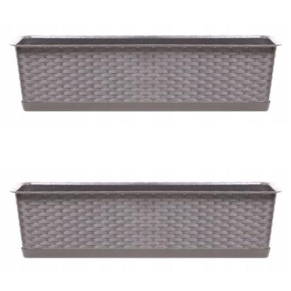 Jardiniera decorativa, Ratolla Case P, cafeniu, set 2 buc, 68.5x17.3x15 cm GartenVIP DiyLine