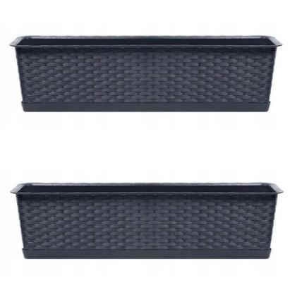 Jardiniera decorativa, Ratolla Case P, antracit, set 2 buc, 68.5x17.3x15 cm GartenVIP DiyLine