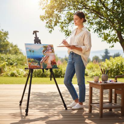 Sevalet pictura din aluminiu pentru exterior – inaltime reglabila 55–158 cm, usor si stabil MultiMark GlobalProd