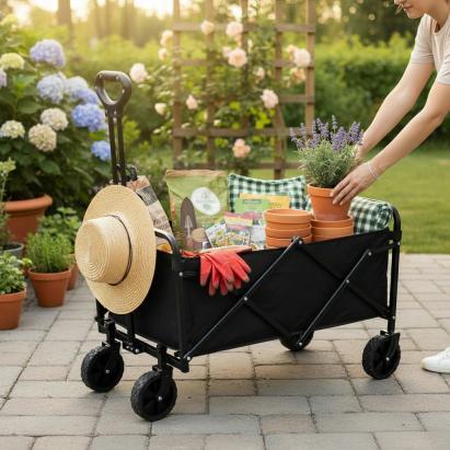 Carucior pliabil pentru gradina 50 kg – structura din otel, husa detasabila, 72x50x91 cm MultiMark GlobalProd