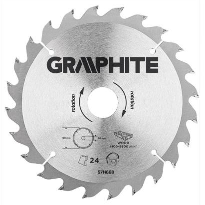 Panza ferastrau circular 24 dinti varfuri HM 190x30mm GRAPHITE 57H668 HardWork ToolsRange