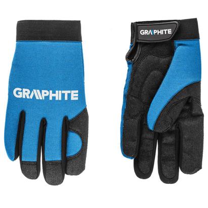 Manusile de lucru marimea 10" din piele sintetica si material elestic GRAPHITE 97G100 HardWork ToolsRange