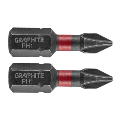 Set biti de impact PH1X25mm 1/4" 2buc. GRAPHITE 56H500 HardWork ToolsRange