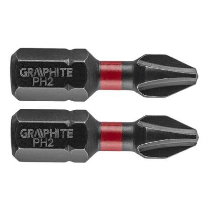 Set biti de impact PH2X25mm 1/4" 2buc. GRAPHITE 56H501 HardWork ToolsRange