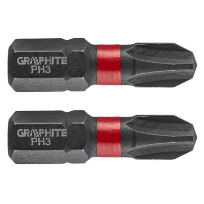 Set biti de impact PH3X25mm 1/4" 2buc. GRAPHITE 56H502 HardWork ToolsRange
