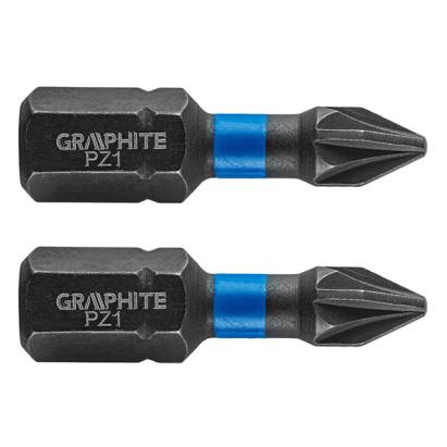 Set biti de impact PZ1X25mm 1/4" 2buc. GRAPHITE 56H503 HardWork ToolsRange