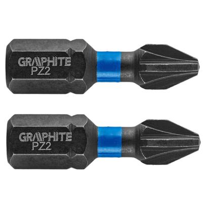 Set biti de impact PZ2X25mm 1/4" 2buc. GRAPHITE 56H504 HardWork ToolsRange