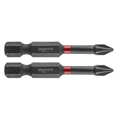 Set biti de impact PH1X50mm 1/4" 2buc. GRAPHITE 56H518 HardWork ToolsRange