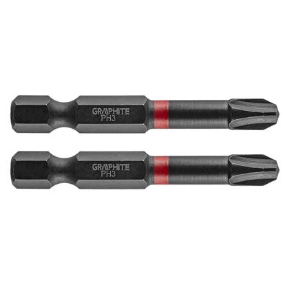 Set biti de impact PH3X50mm 1/4" 2buc. GRAPHITE 56H520 HardWork ToolsRange