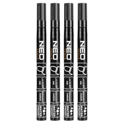 Marker de constructie, negru, permanent, rezistent la apa, lac, aluminiu, 4 buc. NEO TOOLS 13-852 HardWork ToolsRange