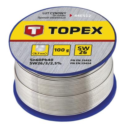 Fludor, 60% Sn: sarma de 0,7 mm si flux SW 26. 100 g, electronice - blister TOPEX 44E512 HardWork ToolsRange