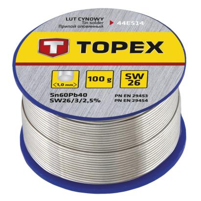 Fludor, 60% Sn: Fir de 1,0 mm si flux SW 26. 100 g, electronice - blister TOPEX 44E514 HardWork ToolsRange