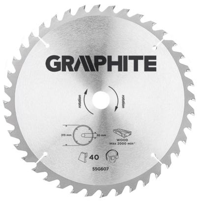 Disc circular 315 x 30 mm, 40 dinti GRAPHITE 55H607 HardWork ToolsRange