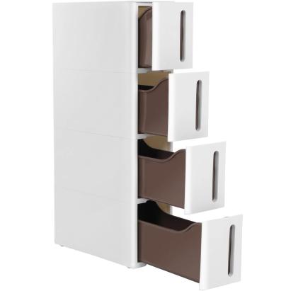 SONGMICS Dulap de depozitare pe roti, pentru bucatarie sau baie, din plastic, cu 4 nivele, 45x17x84cm, alb Household NewTrend