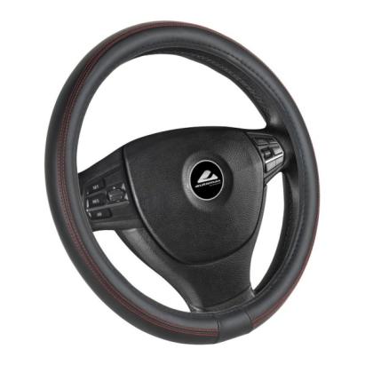 Husa volan de culoare neagra, cusatura rosie, diametru 37-39cm, material cauciucat AutoDrive ProParts