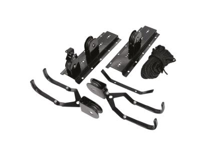 Suport bicicleta Dresco scripete, fixare tavan, carlige duble, material otel, maxim 20 kg, negru AutoDrive ProParts