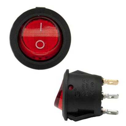 Intrerupator auto BestAutoVest rotund rosu 10A, 12V, 2 pozitii, diametru 20 mm (fi 20) cu 3 papuci AutoDrive ProParts