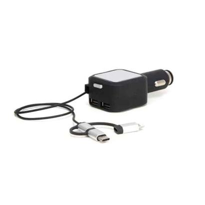 Incarcator auto telefon 3in1 12V-24V, 2xUSB, 5V 4.8A, cu adaptor TypeC, MicroUSB, Lighting, cablu retractabil, Streetwize AutoDrive ProParts