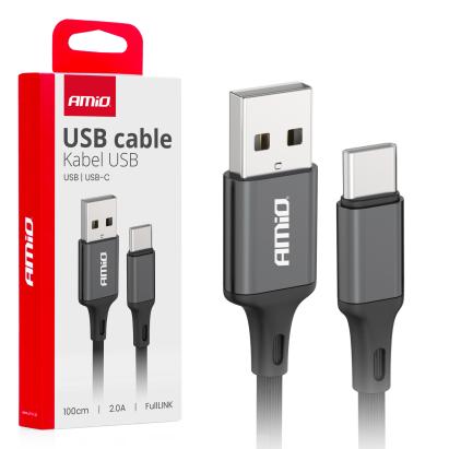Cablu USB-USB-C 2A 100cm FullLINK, negru, AMIO, 1buc AutoDrive ProParts