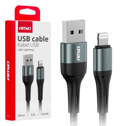 Cablu USB-Lightning 3A 100cm FullLINK, AMIO, 1buc AutoDrive ProParts