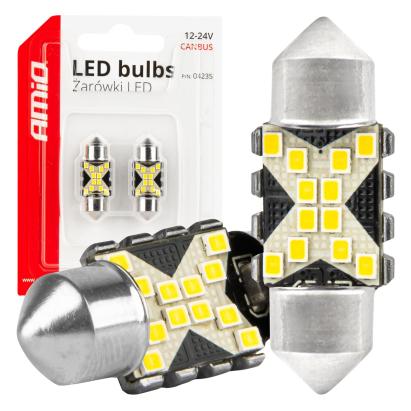 Bec auto LED CANBUS 12SMD Festoon C5W 2016 31mm, alb, 12/24V; set 2 buc AMIO AutoDrive ProParts