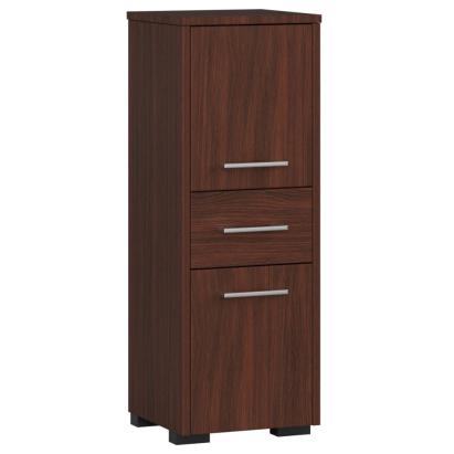 Dulap de baie tip baza, cu 2 usi si sertar, PAL 16 mm, 30x30x85 cm, maro wenge Household NewTrend