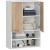 Dulap baie suspendat, cu 2 usi si 2 rafturi deschise, PAL 16 mm, 64x30x94 cm, alb si stejar sonoma Household NewTrend