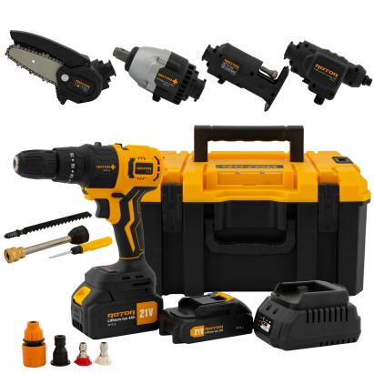 Unealtă multifuncțională 5 în 1 pe acumulator ROTOR RTS1, 21V/3Ah, Brushless, 24000 rpm, 2 baterii