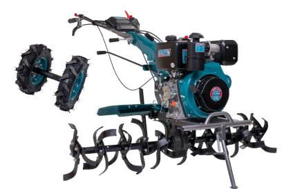 Motocultor diesel TOTAL 9 CP (6.6 kW) cu freze 135 cm si roti 4.0-8