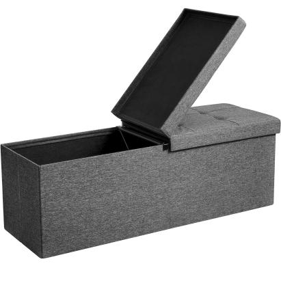 SONGMICS Taburet pliabil cu sezut moale, spatiu de depozitare 120litri, maxim 300kg, 110x38x38cm, gri Household NewTrend