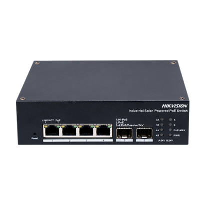 Switch industrial 4 x 1G PoE, 2 x SFP 1G, RS485, Alimentare prin panou solar, Management - HIKVISION DS-3T1506HP-EI-UPS SafetyGuard Surveillance